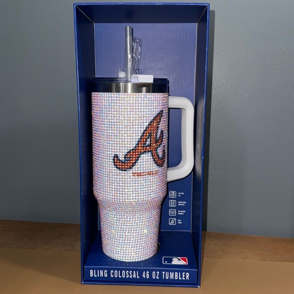 MLB Bling Colossal 46 oz Tumbler Atlanta Braves baseball spill proof double wall